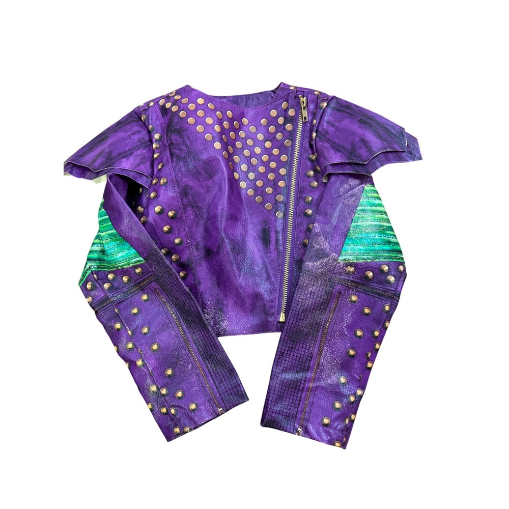 Disney Mal Descendants Faux Leather Jacket Kids 5/6 Purple Studded Costume